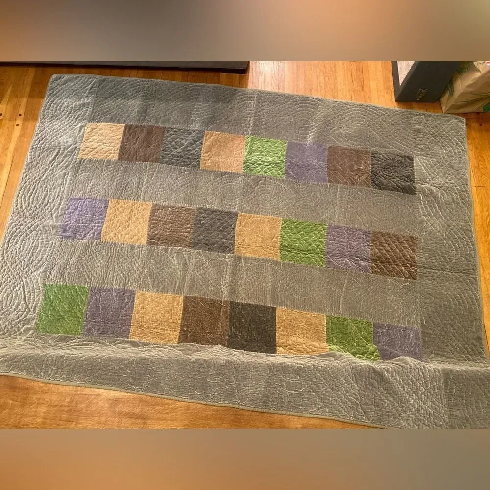 POTTERY BARN Velvet Patchwork Quilt cottagecore Vintage 100% Cotto…